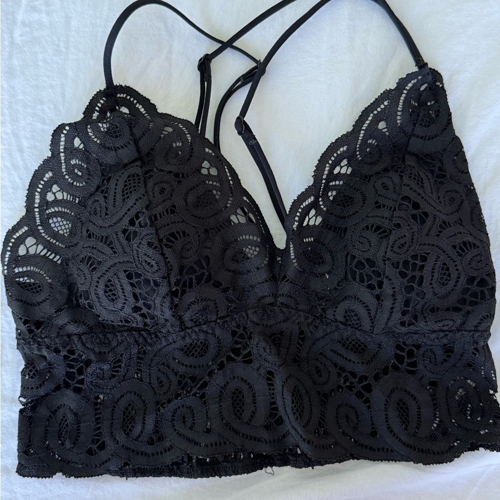 Pink Black Lace Bralette